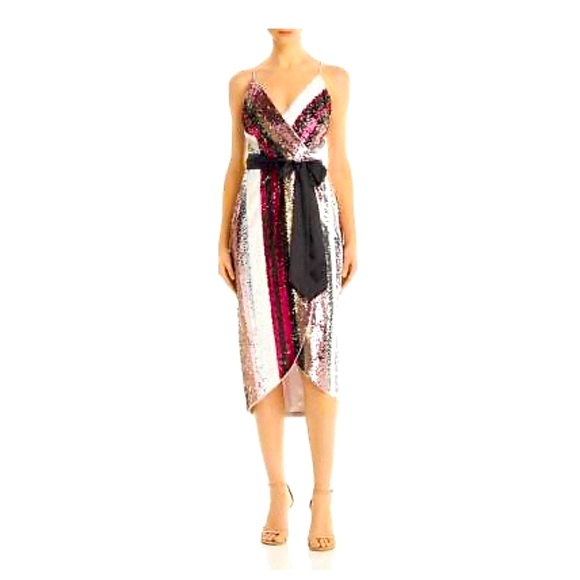 Aidan by Aidan Mattox Sequin Party Midi Wrap Ss 6 - Picture 5 of 15